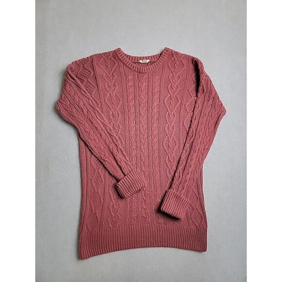 Fossil Sweater Womens M Mauve Berry Pullover Crewneck Cotton Angora Blend Soft - Picture 1 of 10